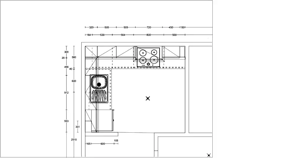 projekt małej kuchni w bloku z rzutem funkcjonalnym